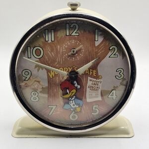 1959 Columbia Time Woody Woodpecker Woody's Cafe Animated Alarm Clock Working